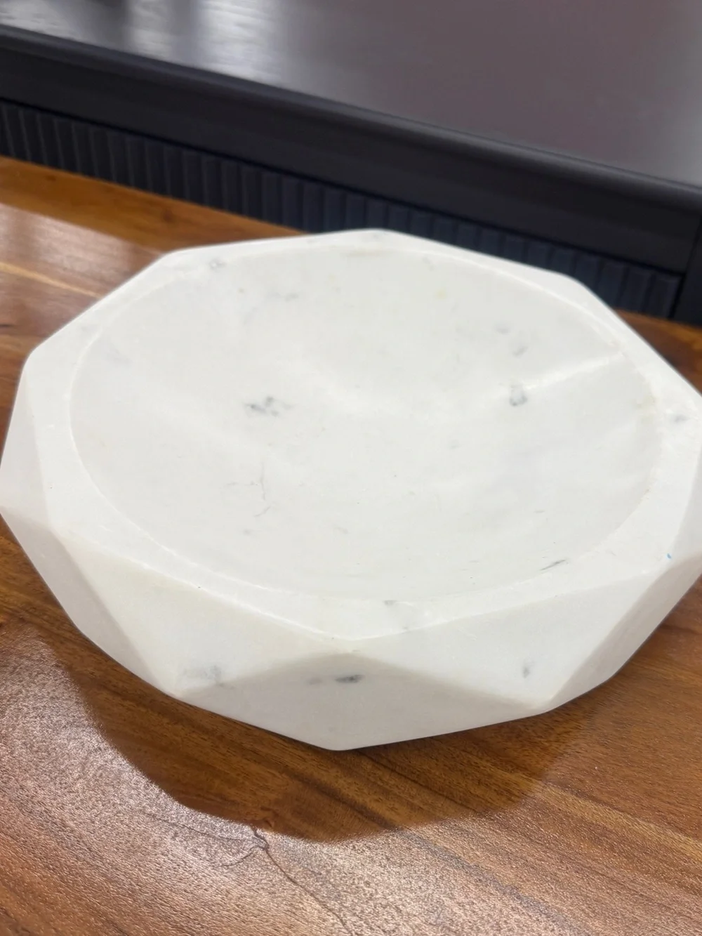 Minimalist White Italian Marble Geometric Decorative shallow Bowl